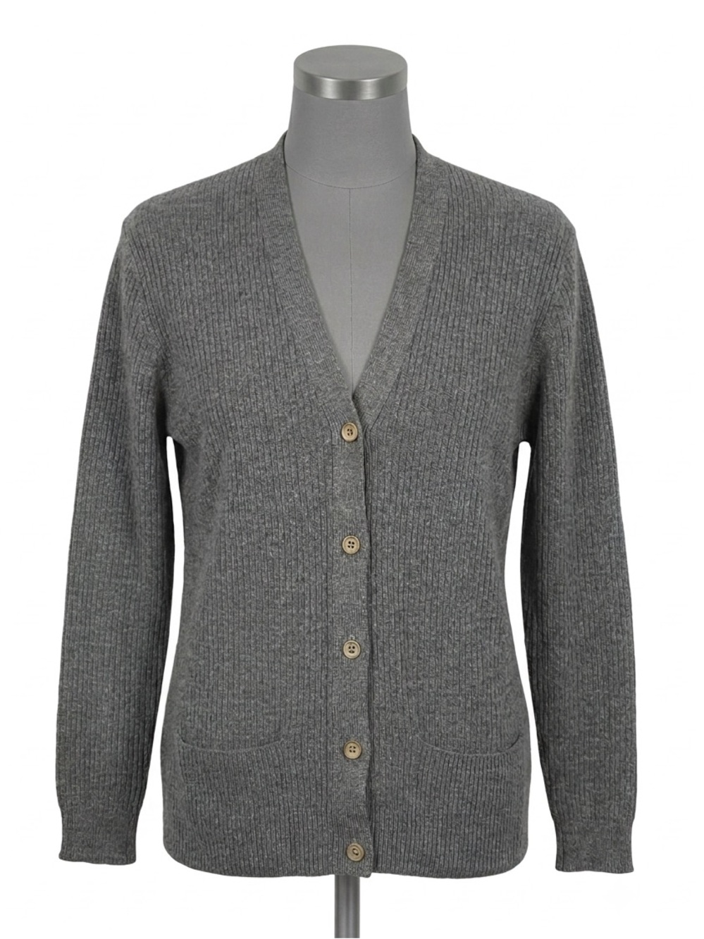 Vintage Lyle & Scott Scottish Cashmere Gray Cardigan Sweater Sz 40